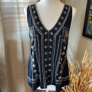 Joie Embroidered Silk Tank Top